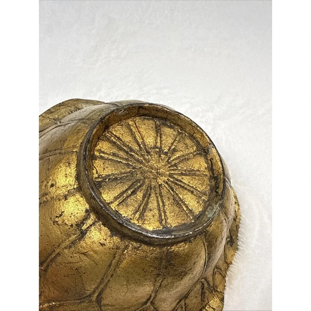 Vintage Gold Leaf Bowl Hollywood Regency Decorative Metal Dish Trinket Catchall